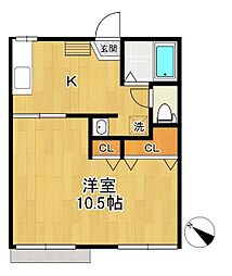 ファーストステップ狭山台 1Kの間取図画像
