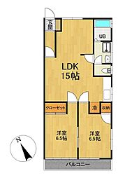コーポ二本松2 2LDKの間取図画像