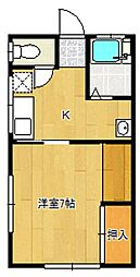 第一勝コーポ 1Kの間取図画像