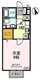 ハニーコートA 1Kの間取図画像