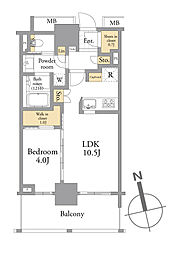 パークタワー西新宿エムズポート 1LDKの間取図画像