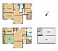 間取り：【RF後間取り図】1階2LDK、2階3LDKの二世帯住宅です。キッチン、トイレ、浴室などが1階と2階にそれぞれあるので使い勝手がいいですね。