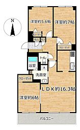 ロイヤルシャトー手稲曙 3LDKの間取図画像