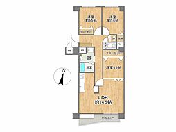 ライオンズマンション富岡 3LDKの間取図画像