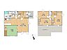 間取り：【間取図】1階居室あり、2階が3部屋で全部屋収納付きの間取りです。