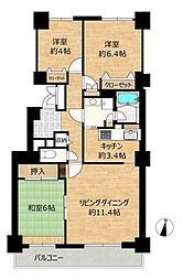 山鼻サンタウン2号館 3LDKの間取図画像