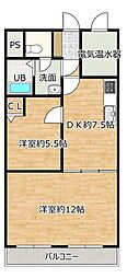 ライオンズマンション八木山 2DKの間取図画像