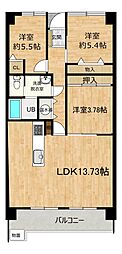 ユートピアレジデンス南紫竹A棟 3LDKの間取図画像