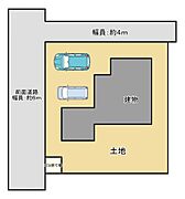 【区画図】土地55坪、駐車場2台。外壁塗装、屋根塗装、庭木伐採、砕石敷き込みをいたします。