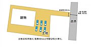 【敷地図】土地262坪有り、駐車は6台以上可能なゆとりがあります。