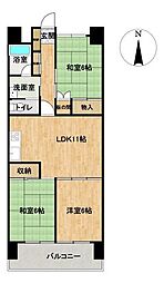 桜新町ハイツ 3LDKの間取図画像