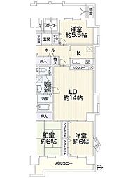 大岡シティープラザ 3LDKの間取図画像
