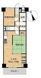 サニーパレス元城 2LDKの間取図画像