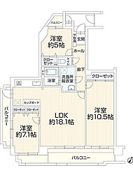 シャトレ愛松春日井 3LDKの間取図画像