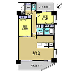 ダイアパレス御影橋 2LDKの間取図画像