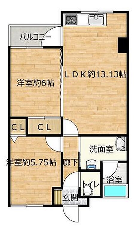 【リフォーム後】間取図 和室を洋間に変更する予定です。