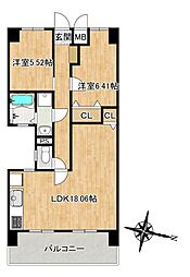 ライオンズマンション古江ガーデン 2LDKの間取図画像
