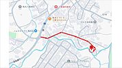 ノムラーストア馬木店 経路図です。ノムラーストアから赤い矢印の方向に向かうと該当のお家があります。 450m