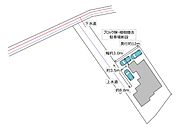 【区画図】既存のブロック塀は解体し、駐車場を3台分確保いたしました。前面部分の駐車場は土間コンクリート打設を行いました。