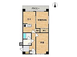 朝日プラザステーションコア松山 2DKの間取図画像
