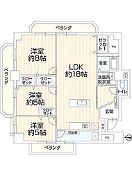西新中央マンション 3LDKの間取図画像