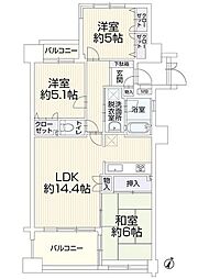 東峰マンション野間大池公園 3LDKの間取図画像