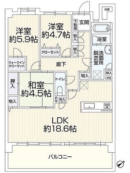 3LDK 間取り