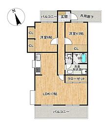 ニューライフ久留米 2LDKの間取図画像