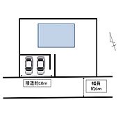 現地区画図です。駐車場は並列2台可能です。