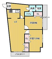 宮崎タイセイハイツ 2LDKの間取図画像