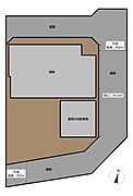 【区画図】土地80坪、建物27坪の大きさです。屋根付き駐車場もあるため、雨の日の乗り降りも楽です。