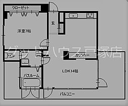 タートルストーンビル 2DKの間取図画像