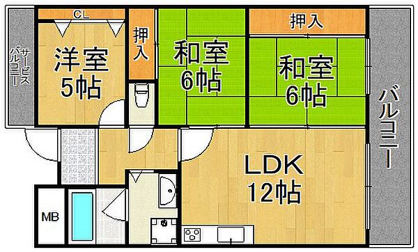 エスペーロ伊丹西 ｜兵庫県伊丹市池尻7丁目(賃貸マンション3LDK・5階・65.92㎡)の写真 その2