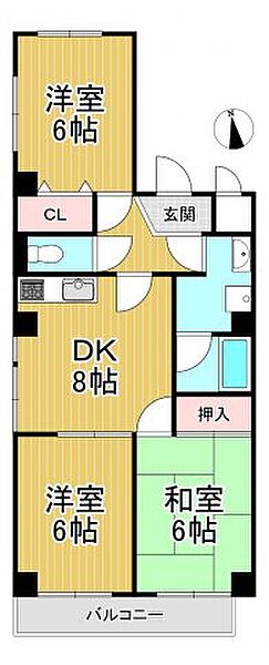 兵庫県西宮市天道町(賃貸マンション3DK・1階・57.02㎡)の写真 その2