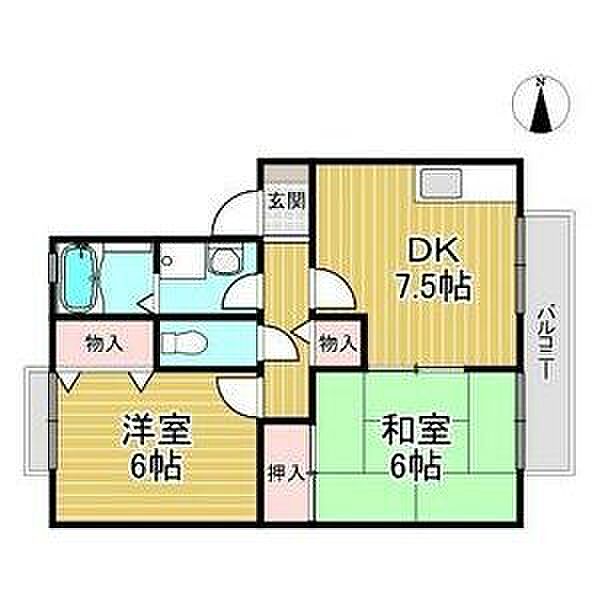 兵庫県西宮市津門稲荷町(賃貸アパート2DK・2階・47.90㎡)の写真 その2