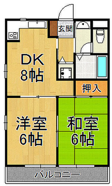 兵庫県西宮市越水町(賃貸マンション2DK・2階・42.00㎡)の写真 その2