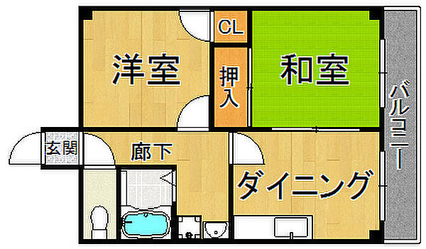 兵庫県尼崎市築地5丁目(賃貸マンション2DK・1階・44.00㎡)の写真 その2