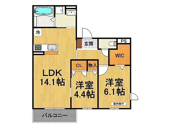 兵庫県尼崎市西立花町2丁目(賃貸アパート2LDK・2階・59.28㎡)の写真 その2