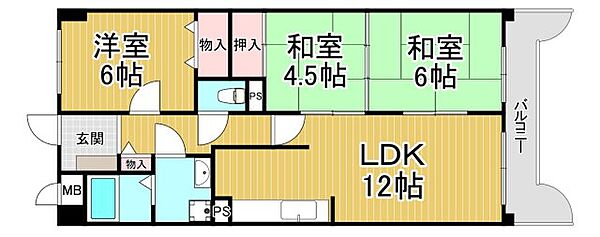 ウィンドフォール武庫之荘 ｜兵庫県尼崎市武庫町2丁目(賃貸マンション3LDK・4階・64.53㎡)の写真 その2