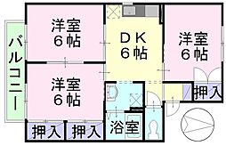 グリーンパレス早島B 3DKの間取図画像