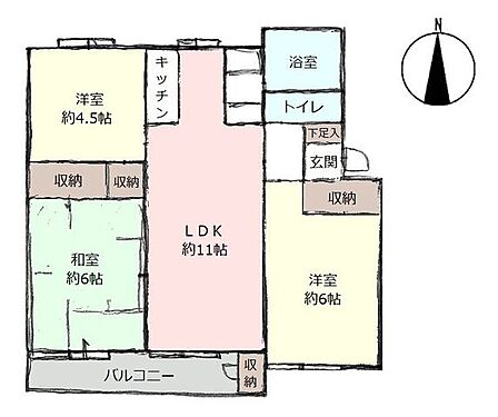 ■専有面積:65.8平米の3LDKマンション!