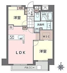 中野桃園シティハウス 2LDKの間取図画像