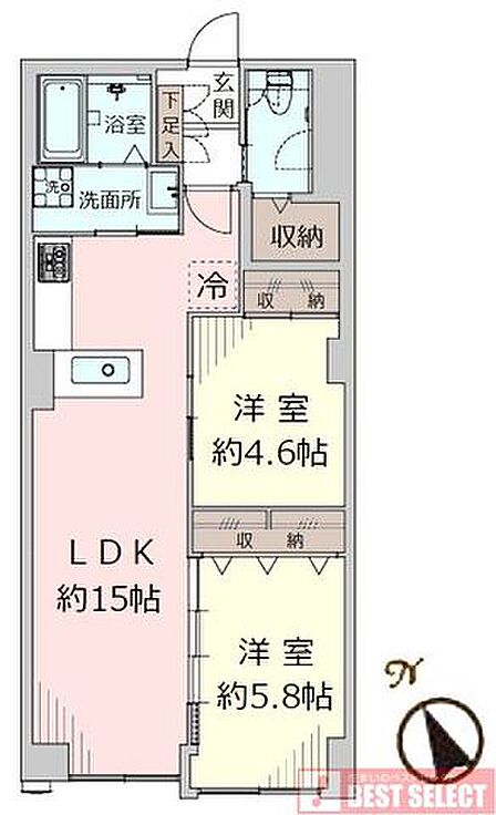 ■専有面積:57.14平米の2LDKリフォーム施工済みマンション!
