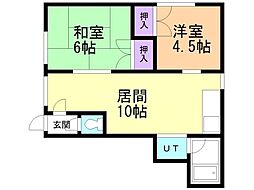 サンコート桜 2LDKの間取図画像