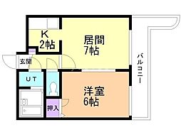 グランソレイル 4階1LDKの間取り