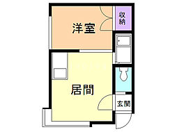 ルミエール・21 1DKの間取図画像