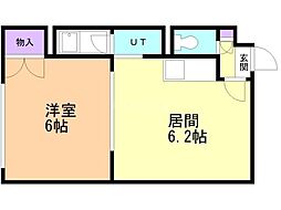 KDビル 1DKの間取図画像