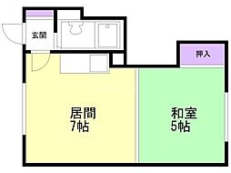 十八条コーポ 1DKの間取図画像