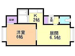 麻生ハイツ 1LDKの間取図画像
