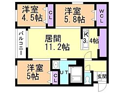 インフィニティN22E1 3LDKの間取図画像